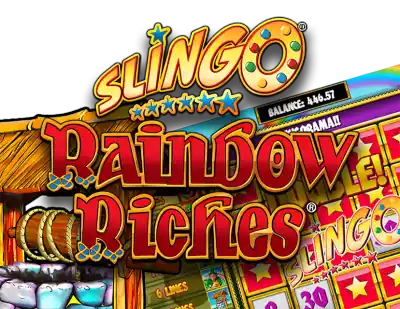 Slingo Rainbow Riches - Bingo-Slot Hybrid UK Game with 5x5 Grid, Prize Ladder & 1,000x Max Win